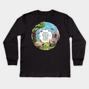 Save Bees Rescue Animals Recycle Plastic Earth Day Kids Long Sleeve T-Shirt